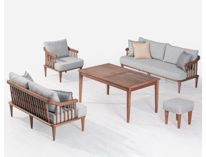 Oslo iskandinav kışbahçesi balkon ahşap koltuk takımı