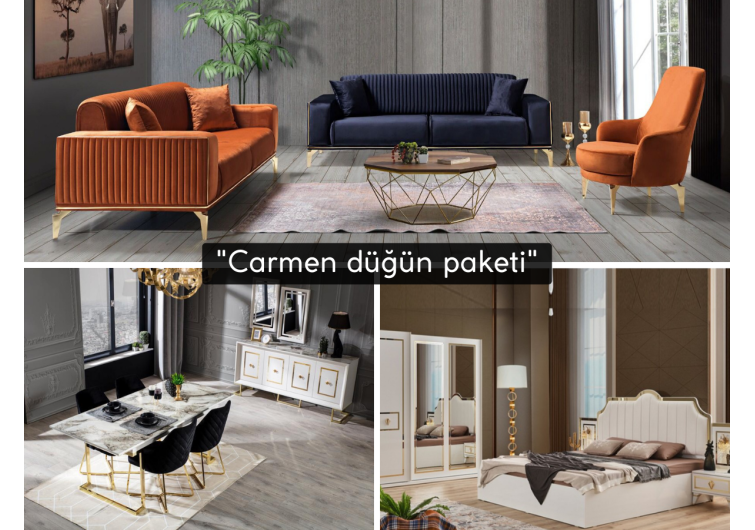 Carmen düğün paketi(HEDİYELİ orta sehpa ve kurulum)