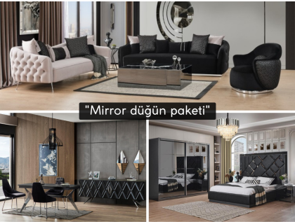 Mirror Düğün Paketi (HEDİYELİ orta sehpa ve kurulum)
