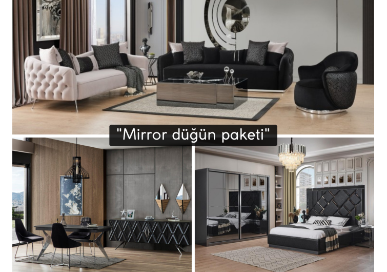 Mirror Düğün Paketi (HEDİYELİ orta sehpa ve kurulum)
