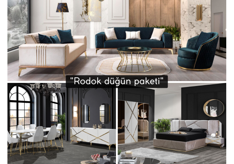Rodok Düğün Paketi (HEDİYELİ orta sehpa ve kurulum)
