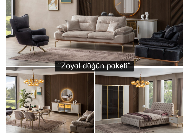 Zoyal düğün paketi(HEDİYELİ orta sehpa ve kurulum)